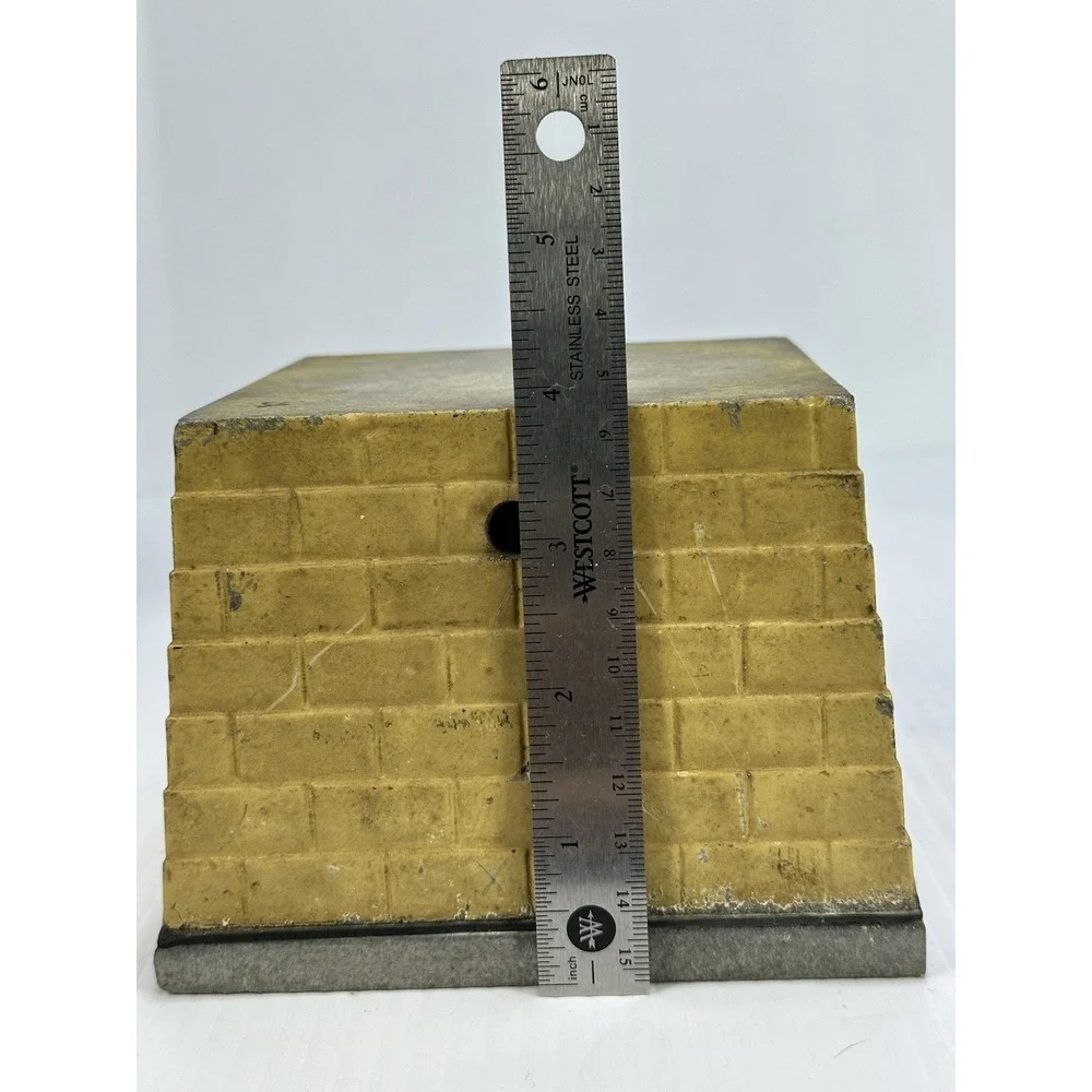Vintage Yellow Cast Aluminum Stacked Brick Base‎ Toy Railroad Bridge Statue